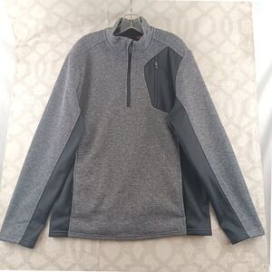 Spyder Mens 1/4 Zip Fleece Pullover Gray Black Size L Athletic Outdoor